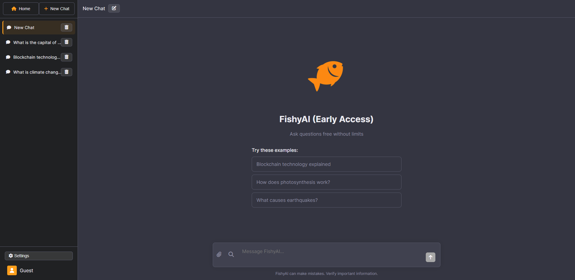 FishyAI Chat Interface